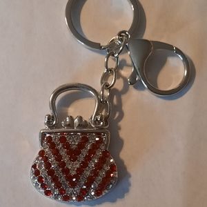 Silver-Tone Red Purse Key Chain